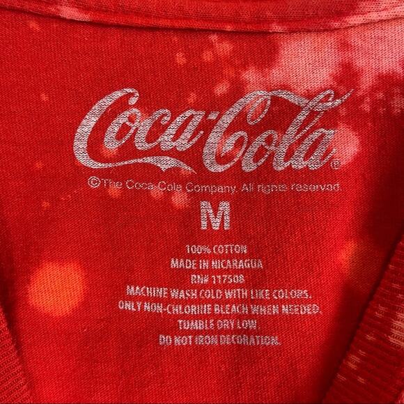 Custom Bleached Coca-Cola Cropped Tee Sz M - Picture 3 of 5